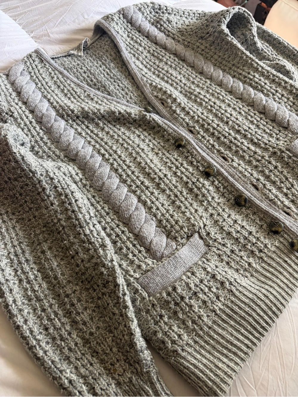 Vintage 90s Grandpa Cable Knit Cardigan Sweater
